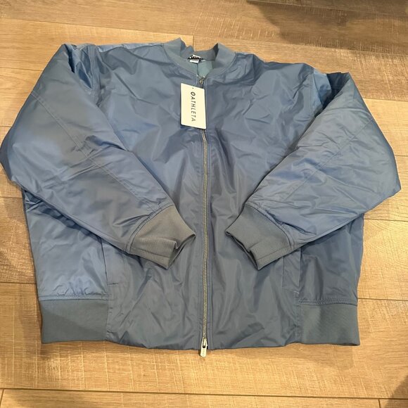 ATHLETA WOMENS XL SATEEN BOMBER JACKET NEW BABY BLUE - Picture 1 of 10